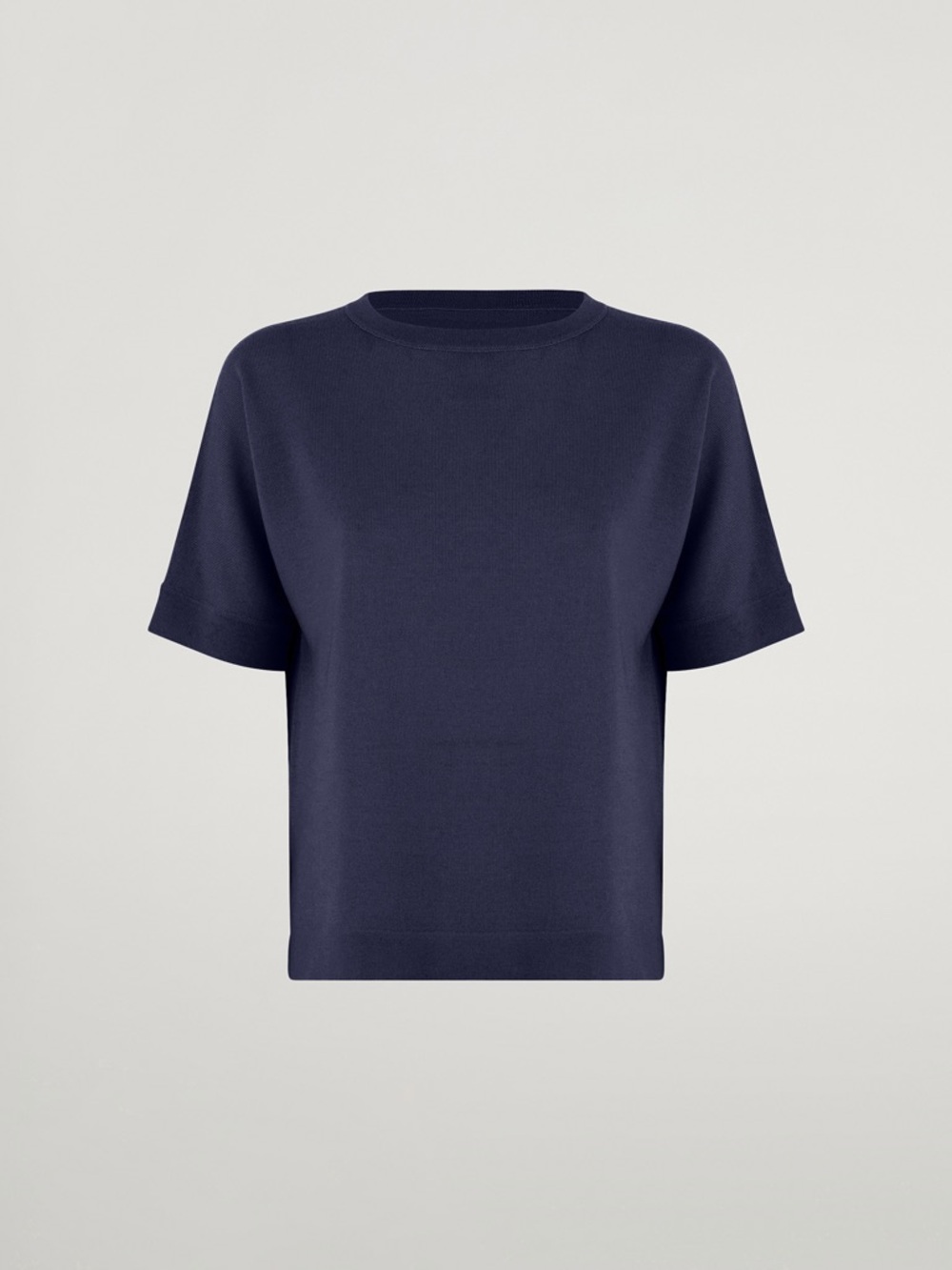 $650 Wolford Merino Blend 100% Fine Virgin Wool Top Short Sleeve Navy Blue XS